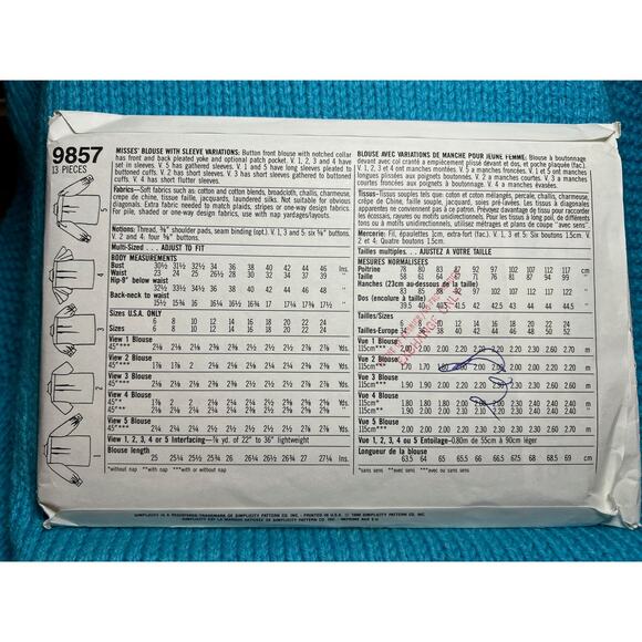 Simplicity Sewing pattern 9857 button down blouse shirt ruffle sleeve size 10-18 - Picture 3 of 6